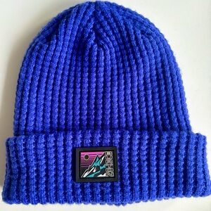 Burton Vintage Waffle Weave Knit Cuff Beanie Purple Blue OS Larger Fitting